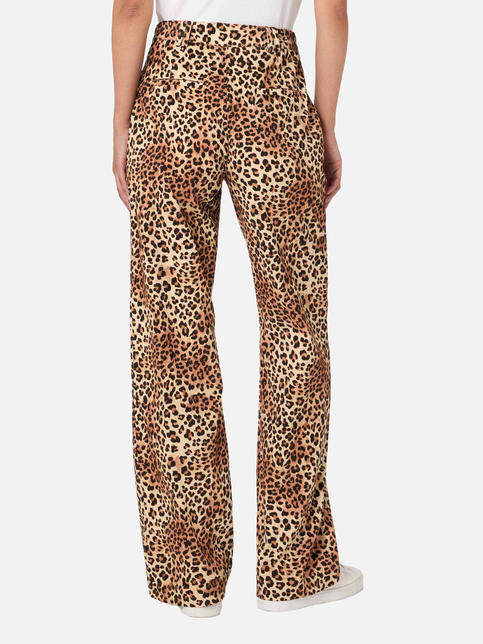 Lisbeth dames corduroy broek in zandkleurige luipaardprint