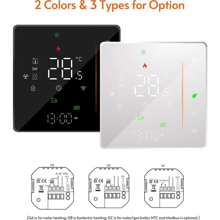 Termostato inteligente - YYV - Wi-Fi - Pantalla táctil - Compatible con Alexa y Google Home - Calefacción por suelo radiante de 16 A