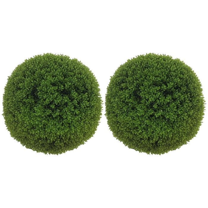 Lot de 2 boules de buis artificielles HOMCOM 40 cm, protection UV, décoration pour la maison, le jardin, la fête de mariage, vert