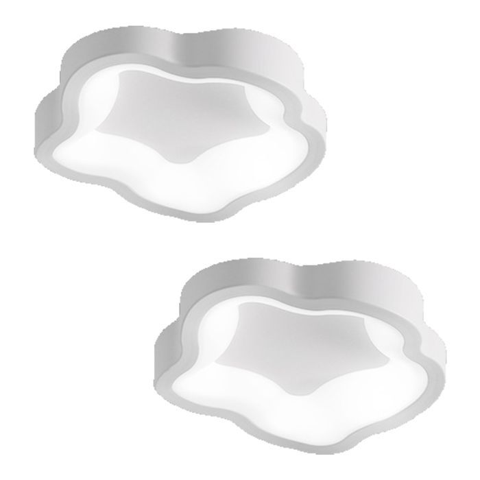 WOTTES  Plafonnier LED Moderne Blanc - 14W Blanc froide Luminaire Fleur Lampe de Plafond pour Couloir Salle de bain - 2pcs Dia 23cm