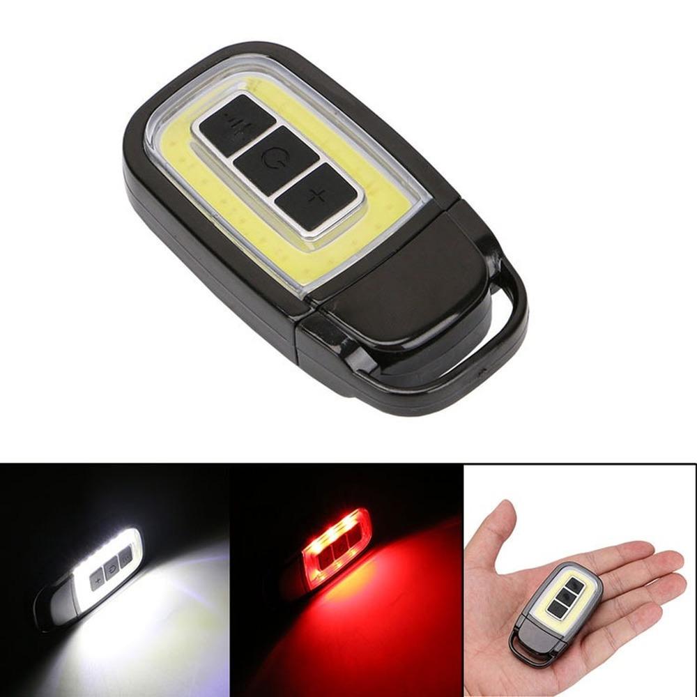 Linterna LED portátil mini con llavero, recargable por USB, luz LED COB de 3 W, luz de emergencia para camping, lámpara de advertencia.