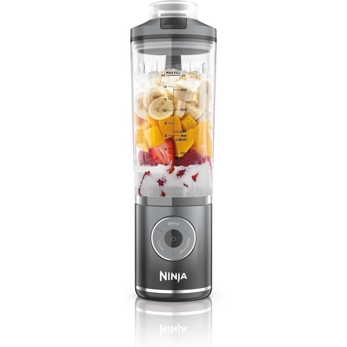 Frullatore portatile NINJA Blast Max - BC251EUGY - Ciotola da 530 ml - Autonomia della batteria: 2 ore - Senza fili - Senza BPA - Grigio