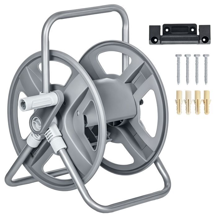Outsunny hose reel with winding handle, wall or freestanding, 40m storage capacity