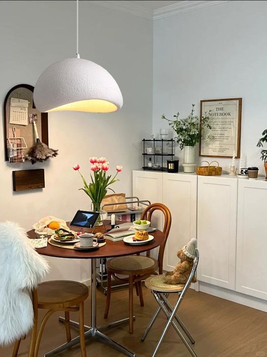Lámpara colgante industrial moderna iDEGU de 50 cm, araña vintage de cemento, diseño Edison, luz de techo para sala de estar y dormitorio, color blanco.