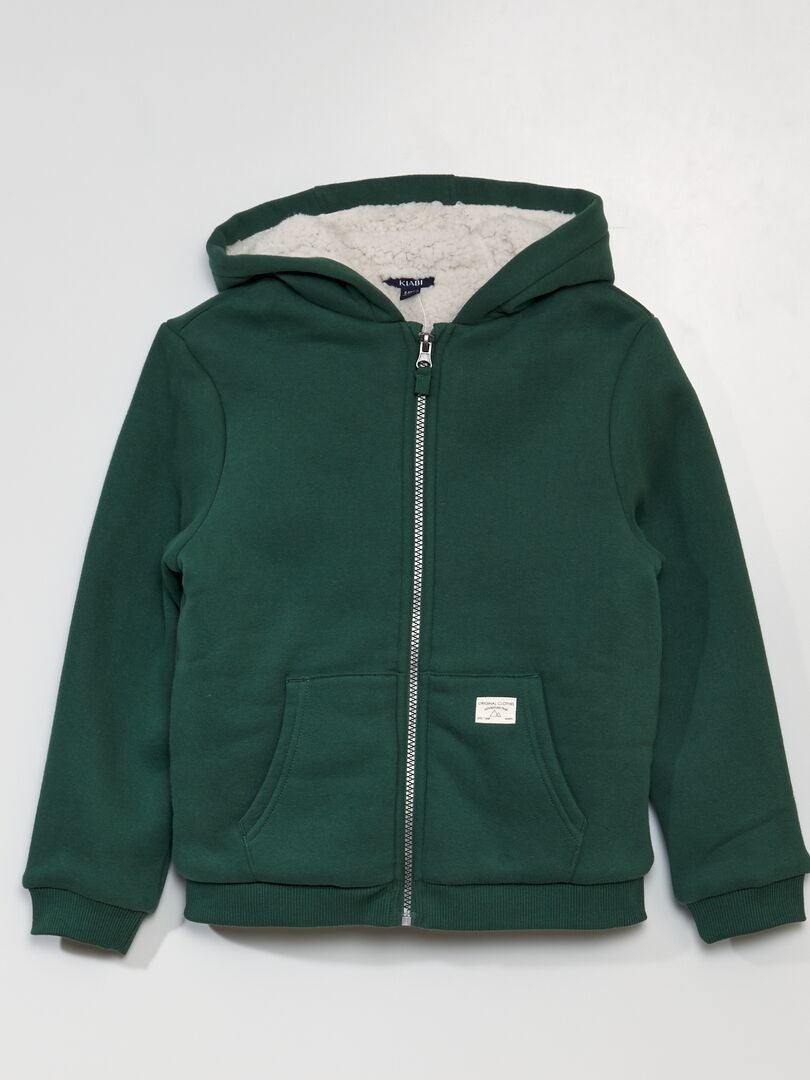 Sudadera con capucha y cremallera - Verde