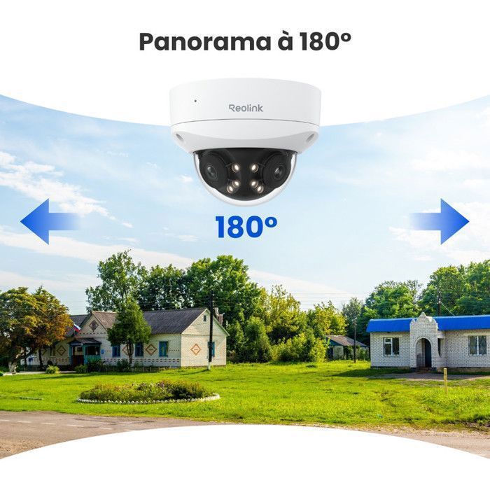 Reolink Caméra IP PoE Anti-Vandalisme 4K 8MP UHD IK10 à Double Objectif avec Vue Panoramique à 180° et Vision Nocturne