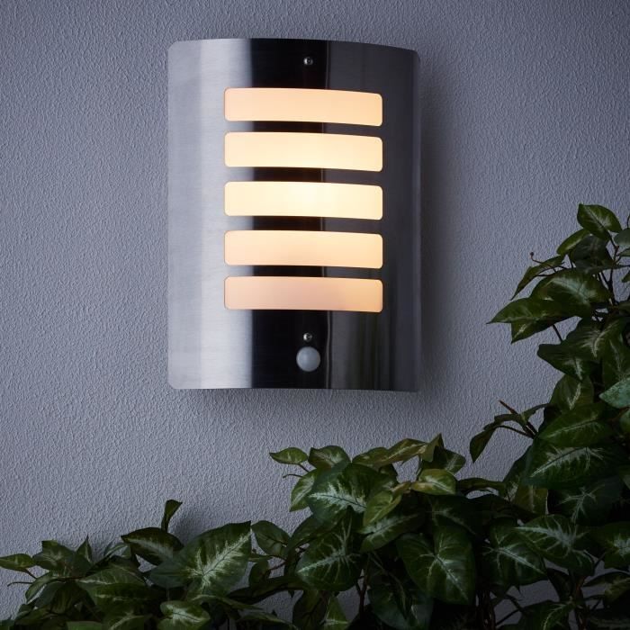 Applique da esterno TODD in acciaio con sensore di movimento - Brillante - 1x60W - Lampadina a incandescenza non inclusa (E27)