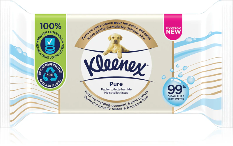 Papel higiênico umedecido Kleenex Pure