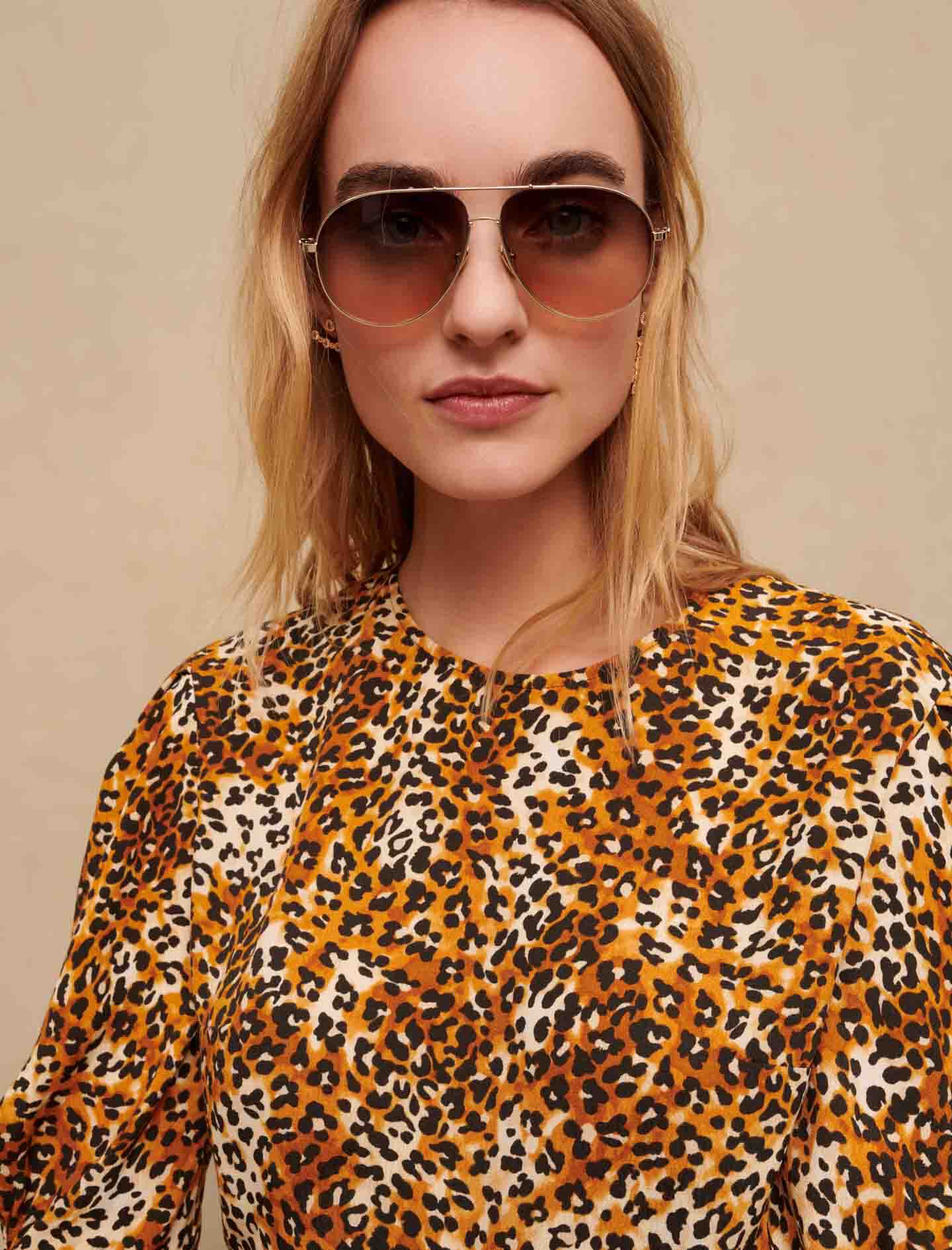 Top scurt cu imprimeu de leopard - Leopard bej