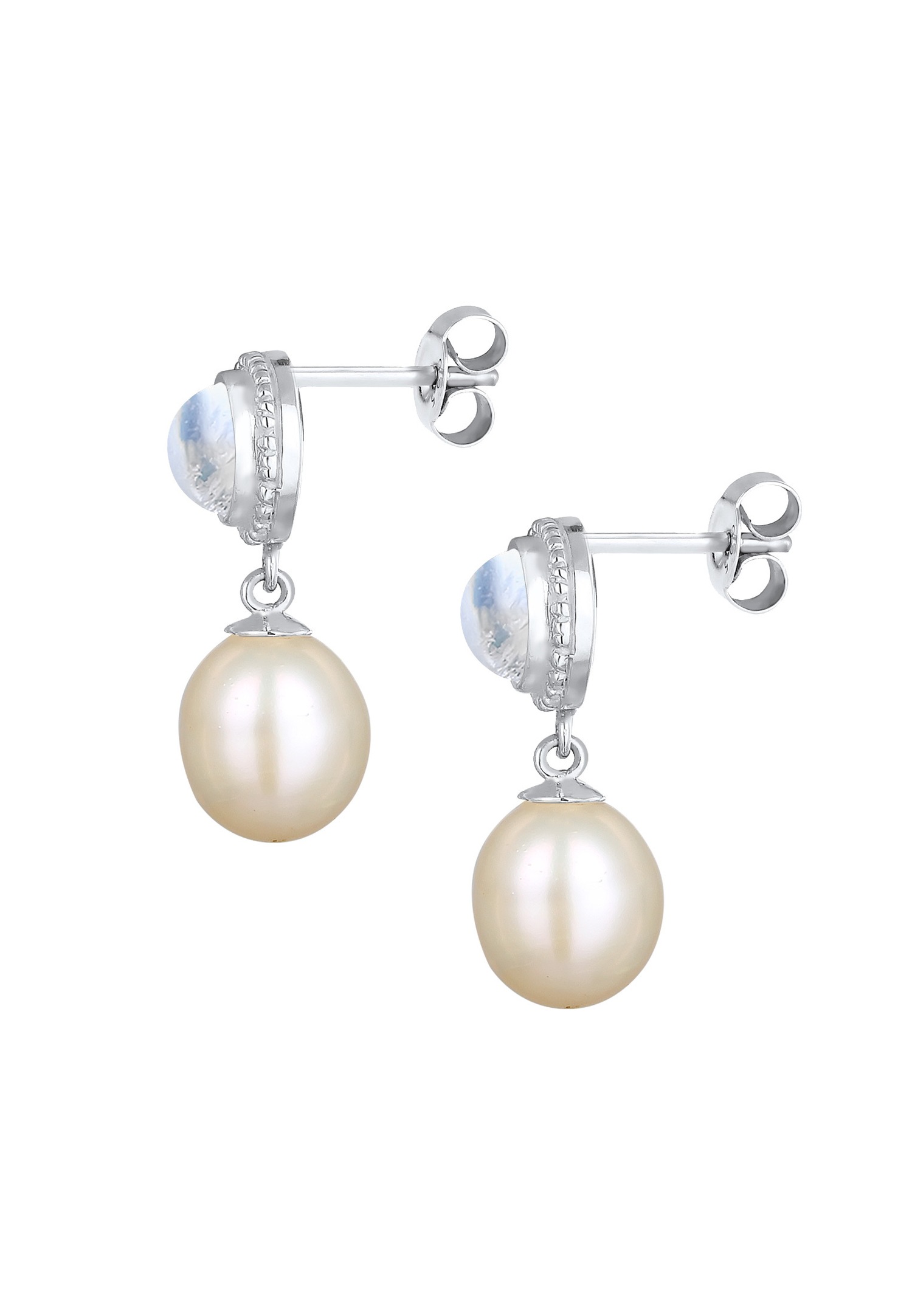 Elli PREMIUM Vintage Mariage Pierre de Lune Perles de Culture d'Eau Douce Femme (925/1000) Argent
