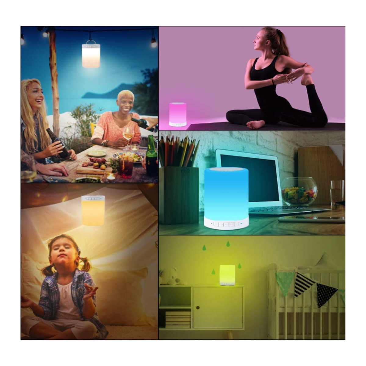  Enceinte Bluetooth Smartek avec éclairage d'ambiance réglable et lampe torche portable