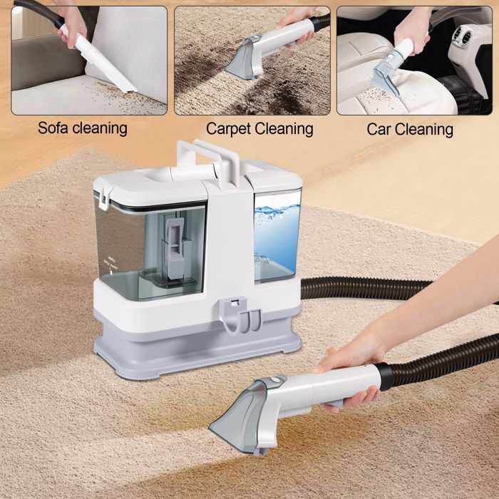 Shampouineuse, Nettoyeur canap tissu pour nettoyer canap, tapis et matelas, 9000 Pa, 82 dB, Tuyau 1.2M, Rservoir 0.8L0.5L, 400w