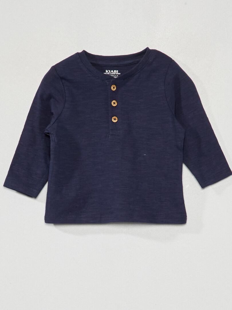 Jersey T-shirt met lange mouwen - blauwzwart