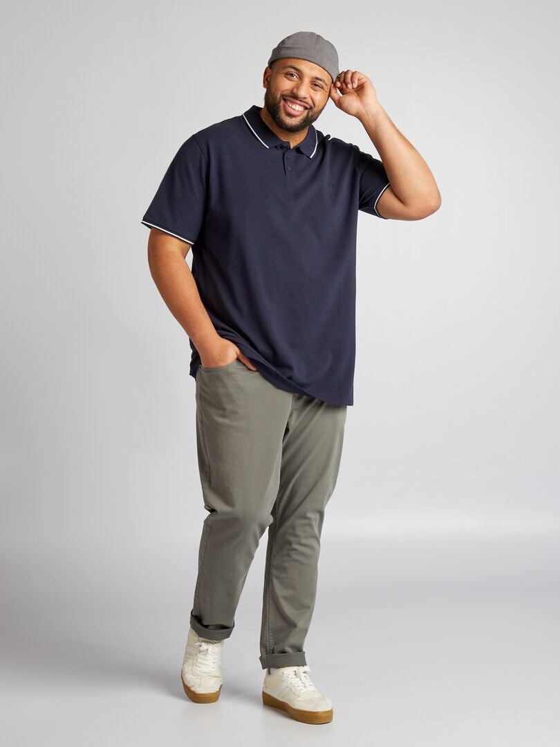 Contrasterend katoenen poloshirt - blauw