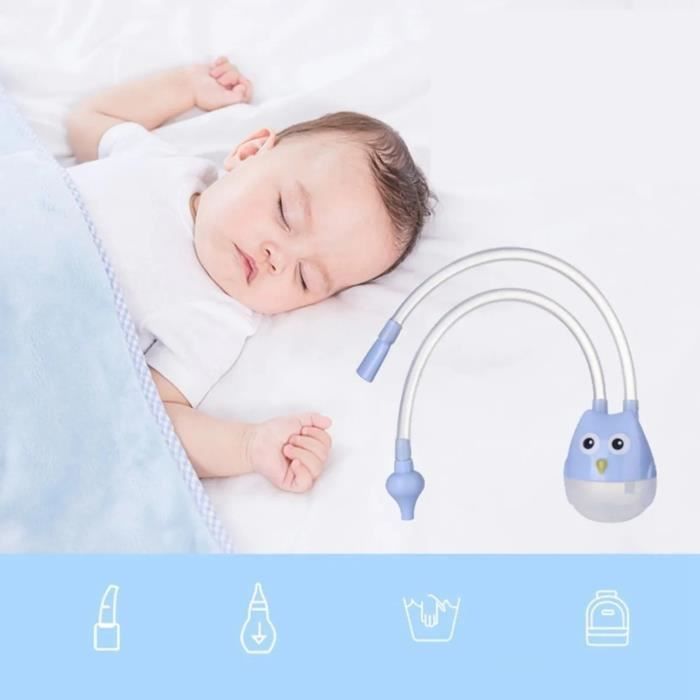 Aspirador Nasal Manual SALALIS para Bebês, Formato de Coruja, Resistente e Durável, Conjunto para Cuidados com o Bebê, Azul e Rosa