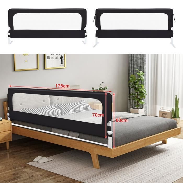 XUANYU Baby Bed Rail, Safety Guardrail, Waterproof and Washable Frame for Toddlers, Black 175cm