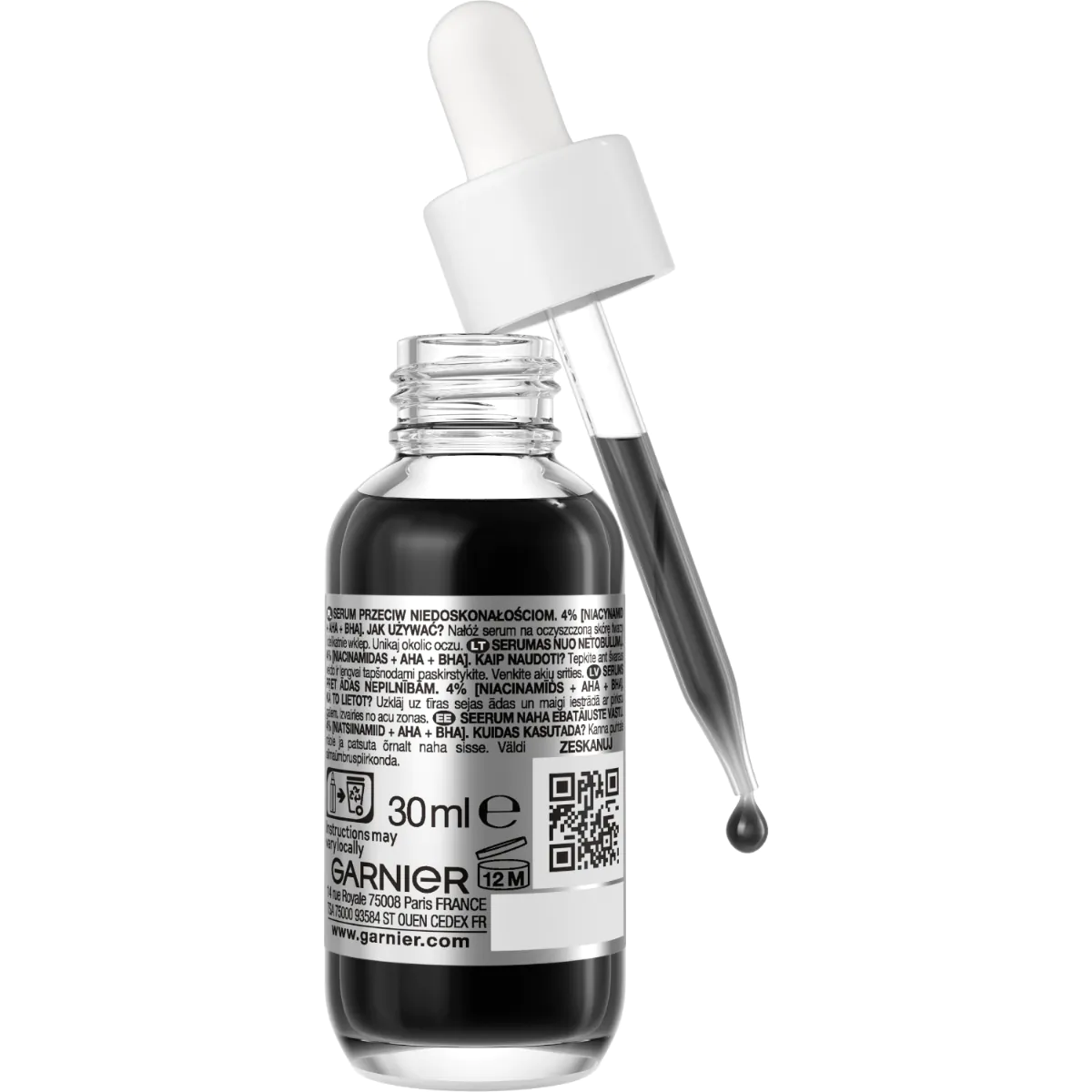 Garnier Skin Naturals Czysta Skóra Serum przeciw niedoskonałościom z Kwasem Aha, Bha i Węglem