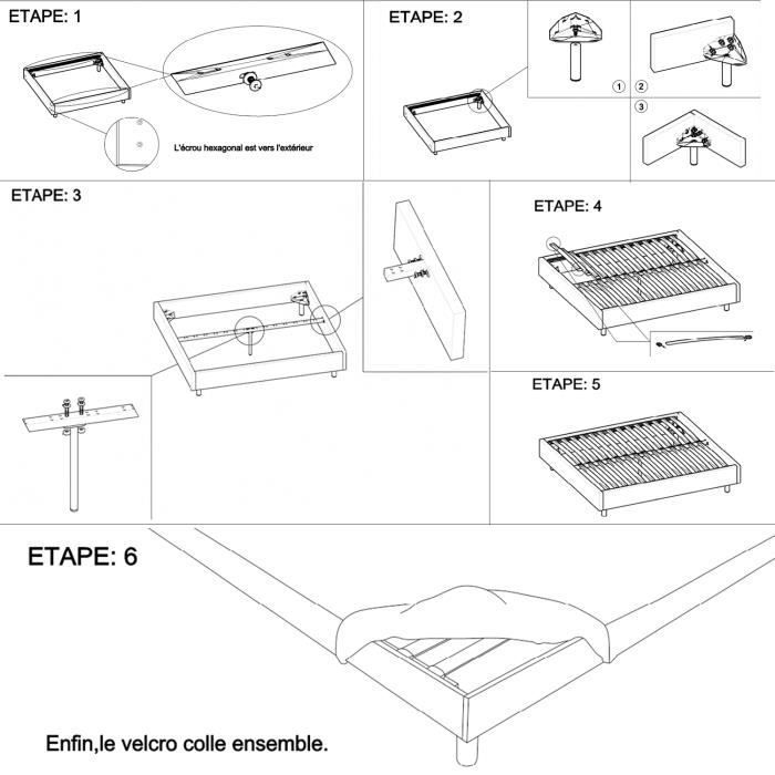 Base de cama tapizada 140x190cm - FRIXOVEL - Base de cama de láminas - 26 láminas - 5 patas - Blanca