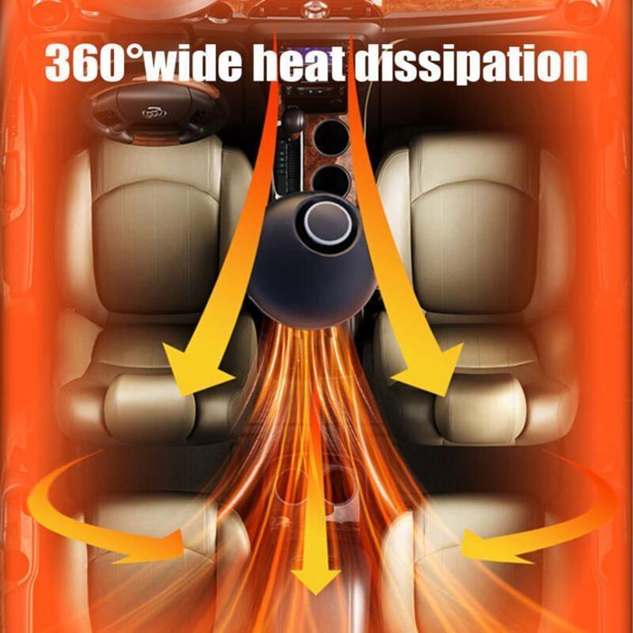 Calefactor portátil para coche de 12V/24V, descongelación 2 en 1, ventilador frío/caliente, base giratoria de 360°.