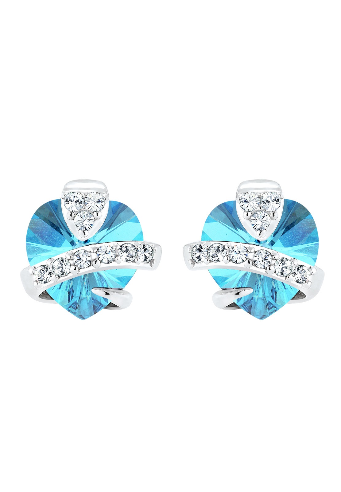 Elli Femmes motif cœur ludique avec cristaux en argent sterling 925