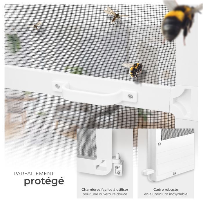Mosquito net - TECTAKE - Adjustable, weather-resistant, and permeable aluminum insect screen - 95 x 210 cm