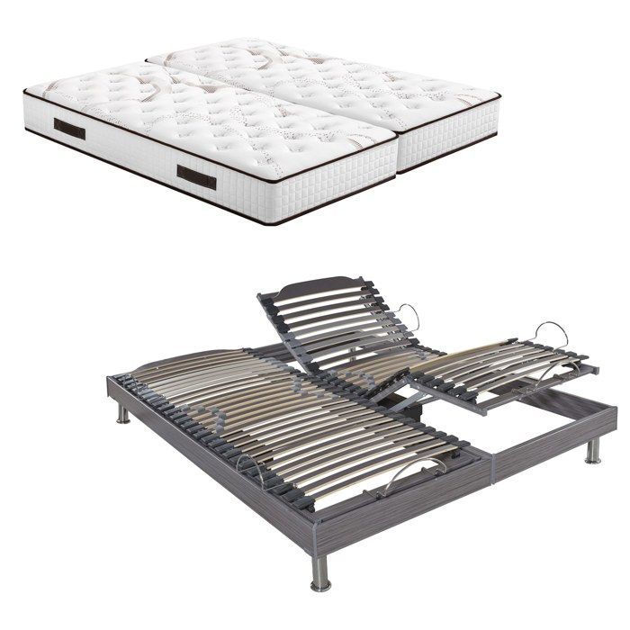 Lit relaxation électrique S62 + matelas Louxor 90+90x200