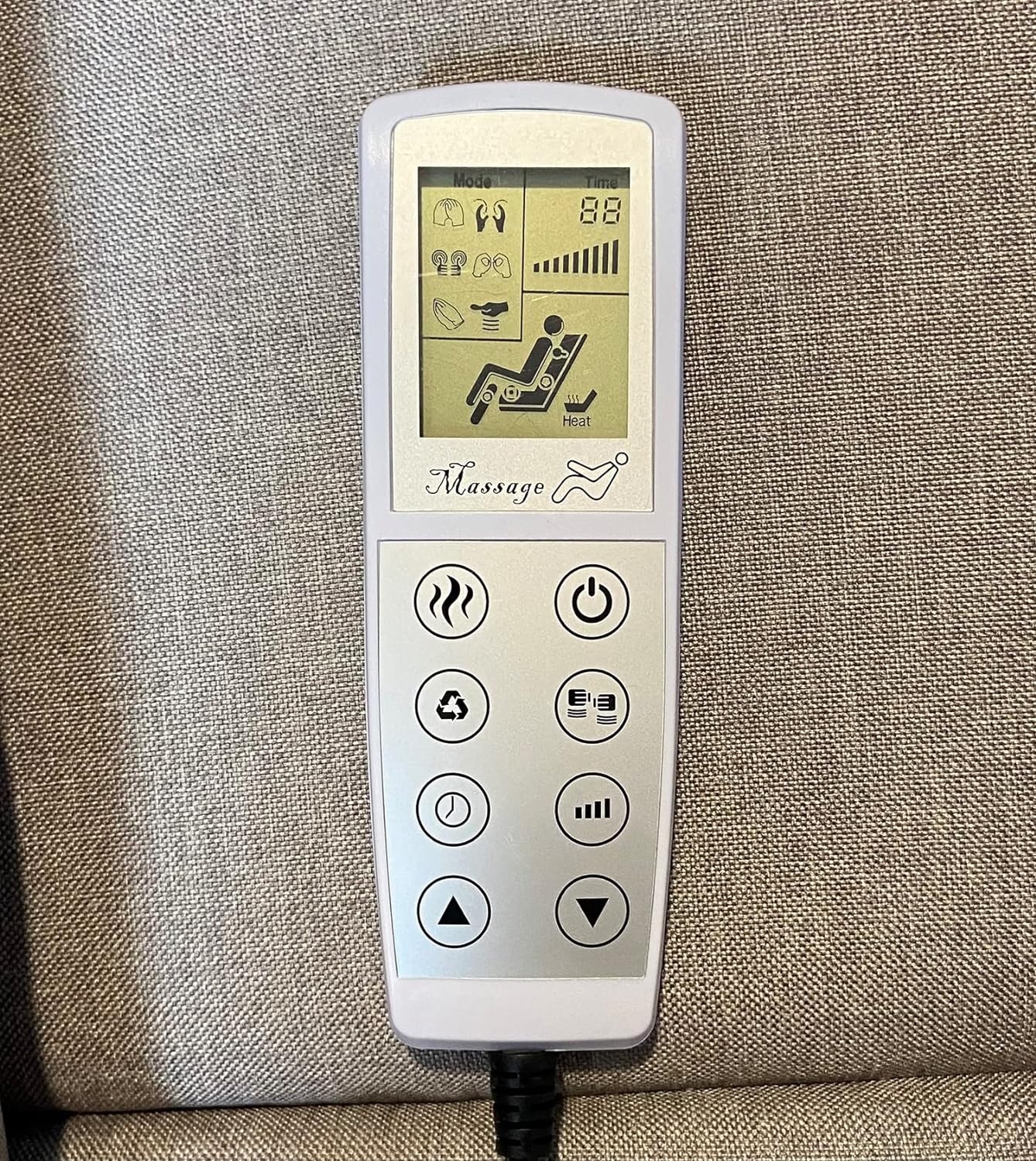 ECODE Stelvio -hierontatuoli, 160º sähköinen kallistus, lämmitystoiminto, automaattiset ohjelmat, värinäaalto, 2 USB-latausporttia, A++, ECO-8520UP (beige)