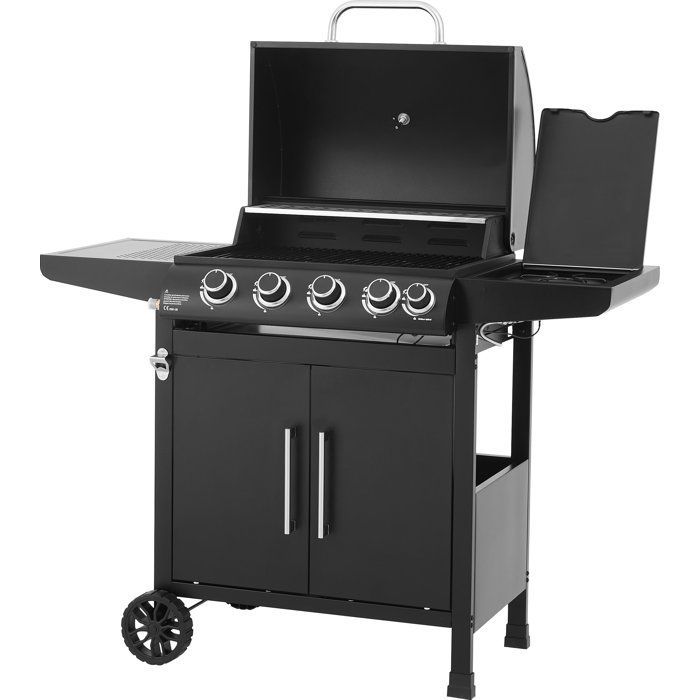 Barbecue à gaz - COOKING BOX - Paarl - 4 brûleurs - Surface de cuisson principal : 60 x 42 cm - Grille de maintien au chaud - Acier