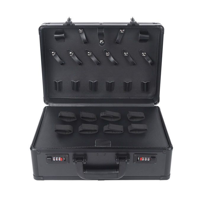 Caja de herramientas portátil para peluquería, estuche grande para herramientas de peluquería, caja de herramientas con cerradura de combinación, organizador de herramientas.