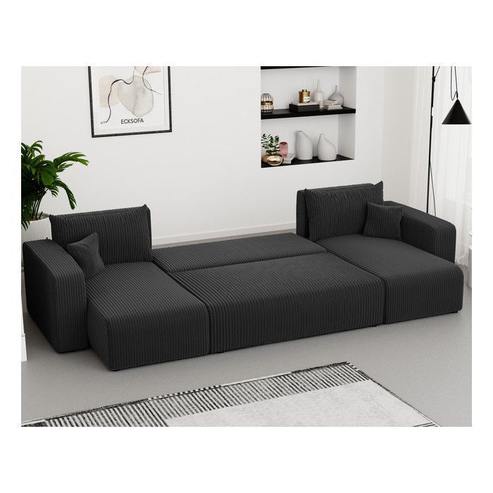 PIANO U Panoramic Corner Sofa - 7 Seater - Convertible Sofa with Storage - Corduroy Fabric - Anthracite
