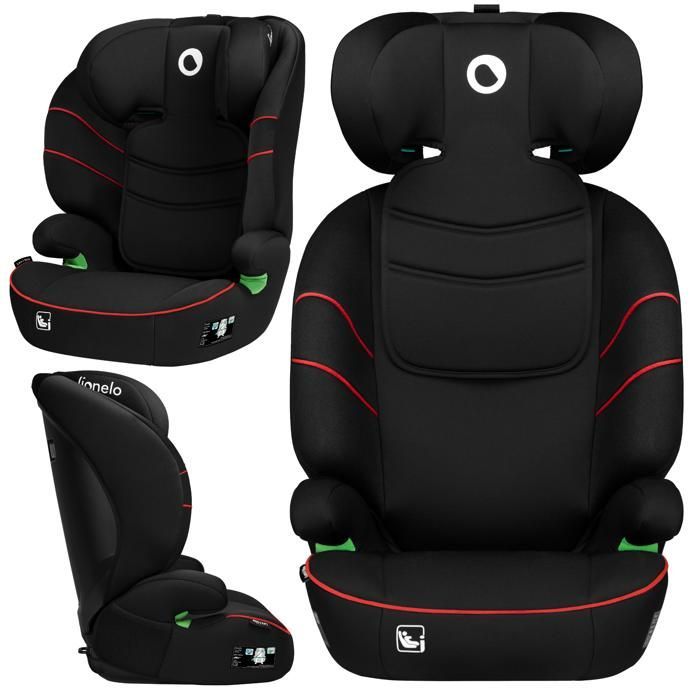 Silla de coche LIONELO Lars i-Size - 100-150 cm - Grupo 2/3 - Reposacabezas ajustable - Negra