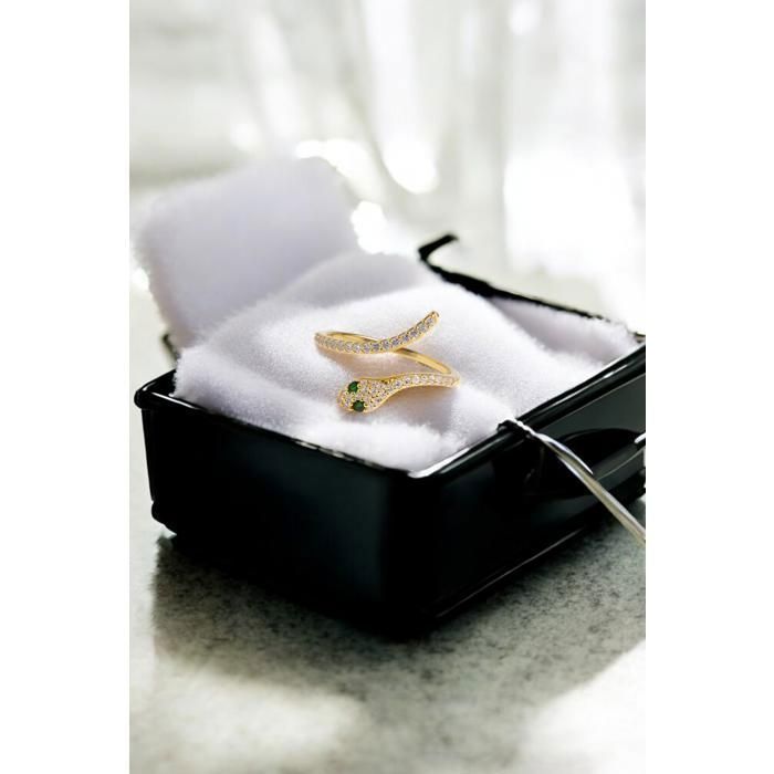 Bague Serpent Femme Plaqué Or & Zirconium – Bague Élégante – Bijou Luxe Fantaisie – Cadeau Idéal Taille 50 à 60