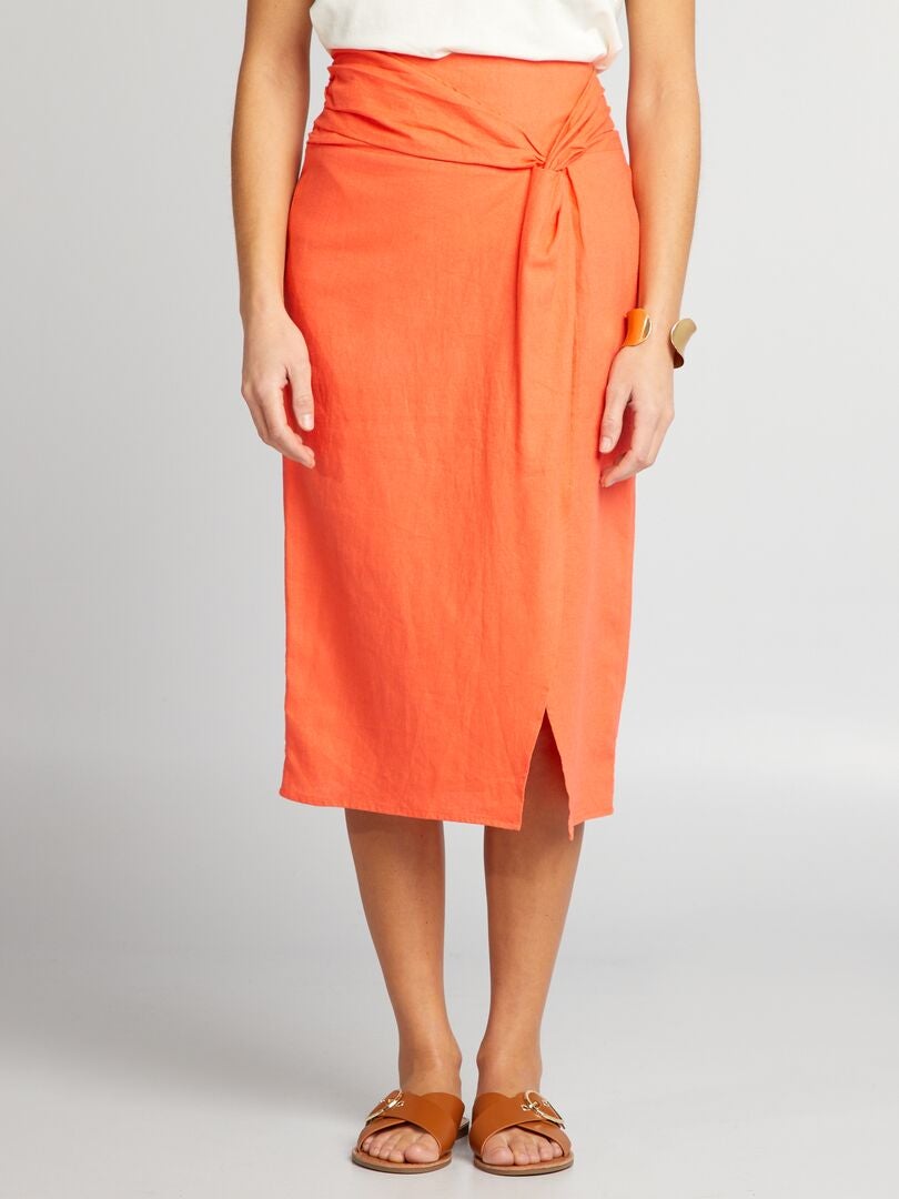 Lange linnen rok - ORANJE