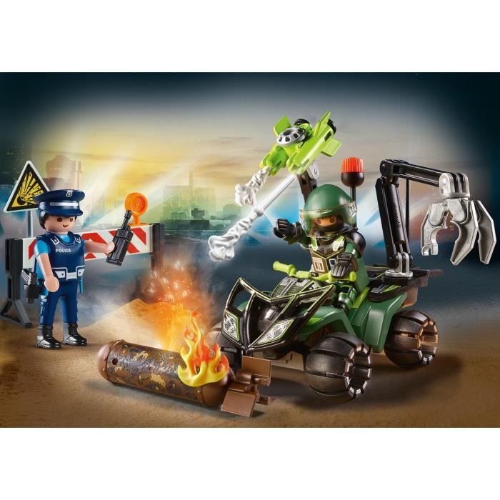 PLAYMOBIL - City Action - Police and Bomb Disposal Starter Pack - Quad bike and accessories included