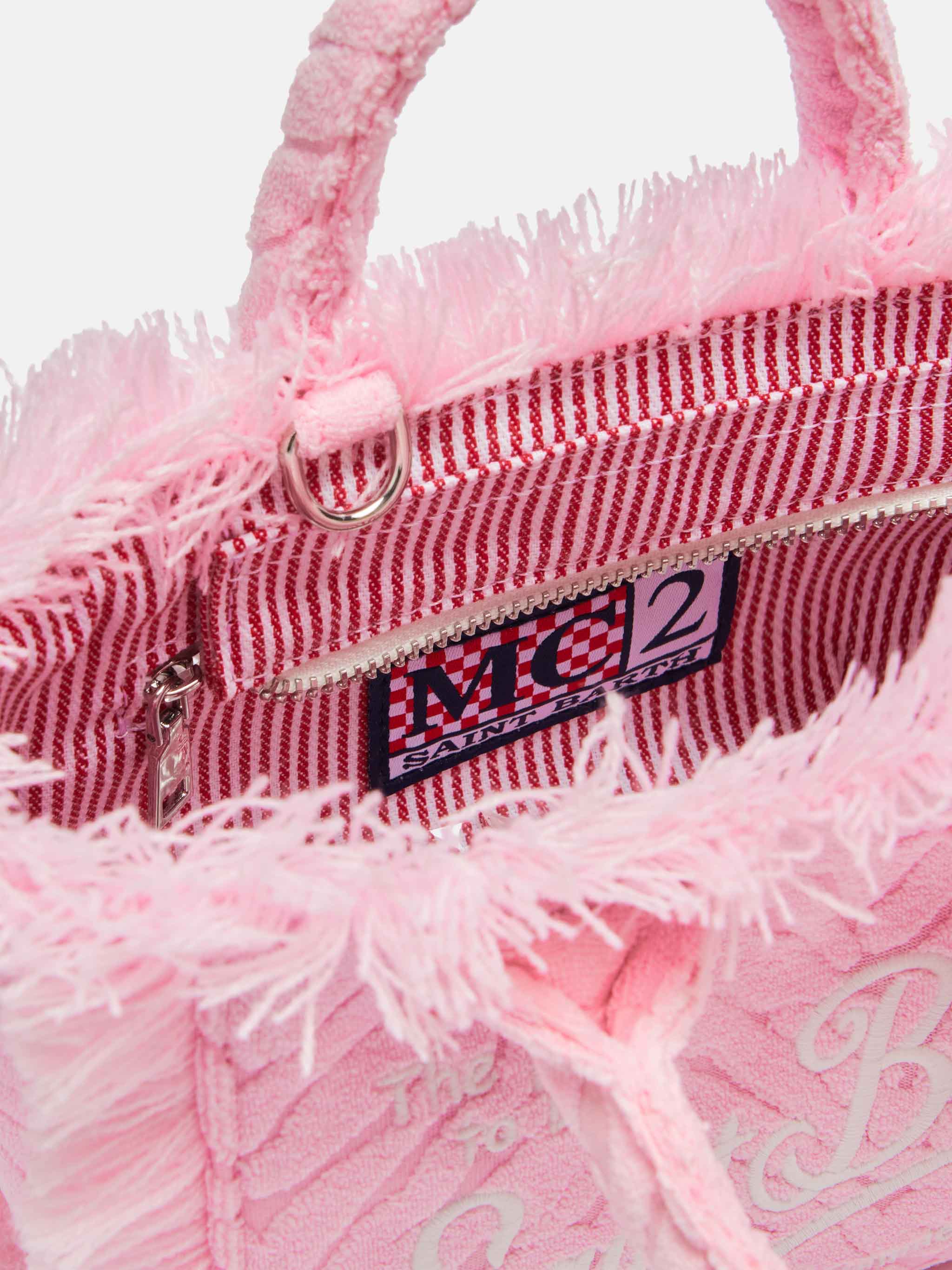 Mini Vanity Sponge Bag med stampa zebrata rosa i rilievo