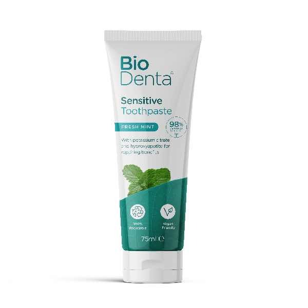 BioDenta luonnollinen valkaiseva hammastahna herkälle iholle, vegaaninen 75 ml
