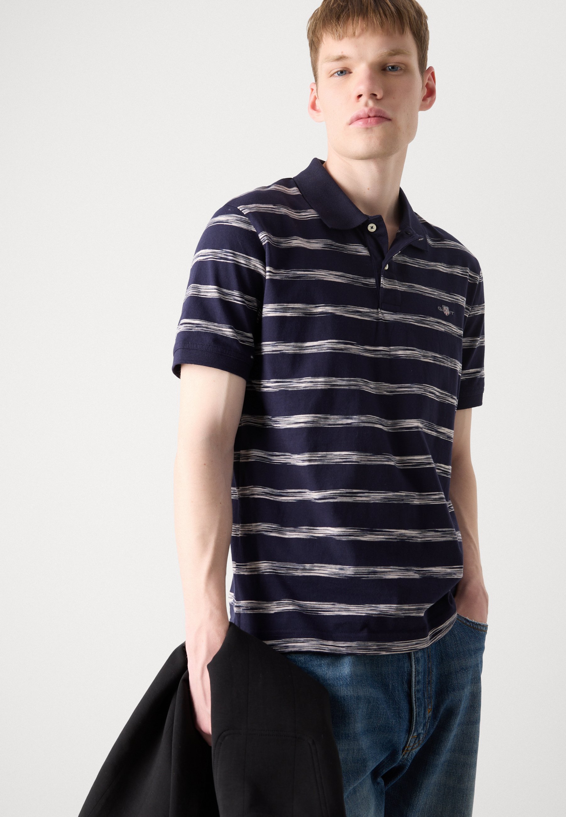 GANT GESTREEPT - Poloshirt - avondblauw