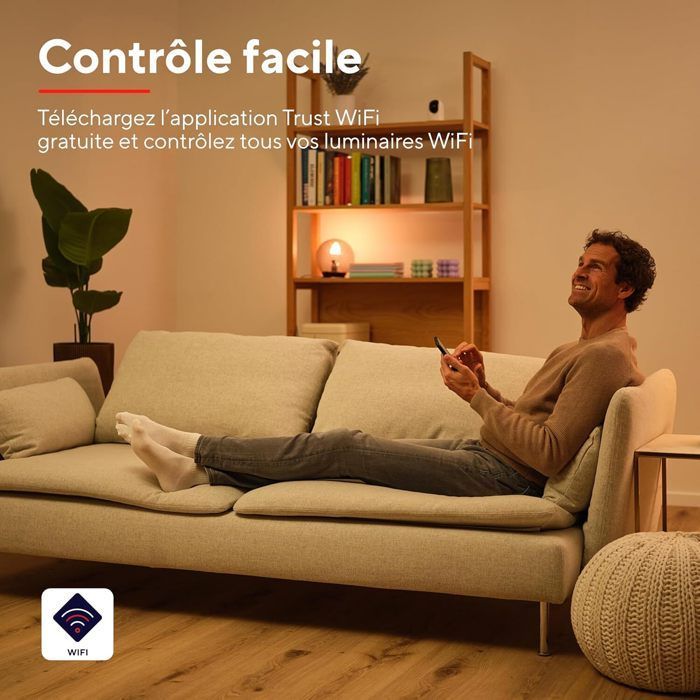 Lampadina intelligente - TRUST - Trust WiFi E14 - Attacco E14 - Dimmerabile 1800–6500K - Nessun hub richiesto, compatibile con Alexa e Google Home