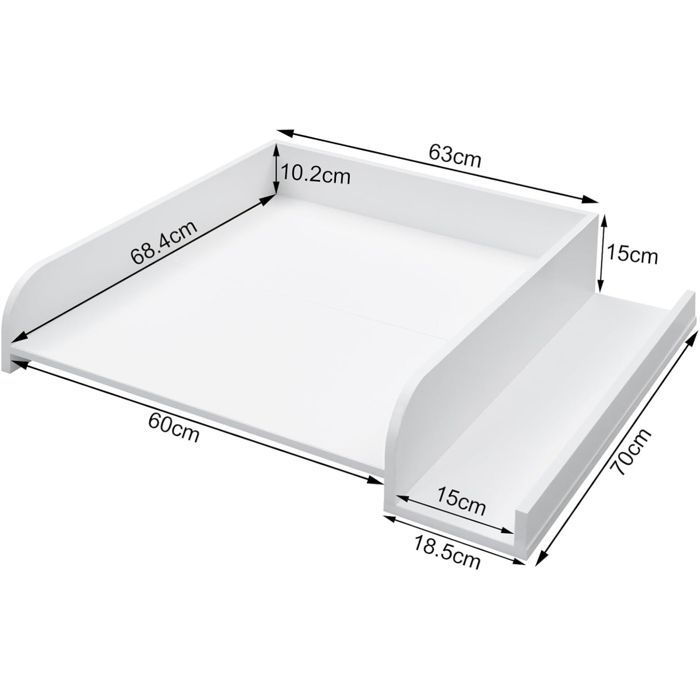 Cambiador WOLTU para lavadora, tabla cambiador para bebés, con estante de almacenamiento, 80x70cm, blanco W0ETT0243