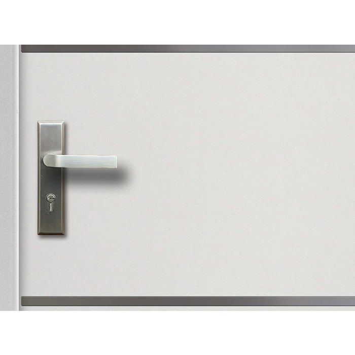 Porte d'entrée en acier pleine et inox H207 x L100 cm blanc - épaisseur 55 mm -  poussant droit - NAXARA