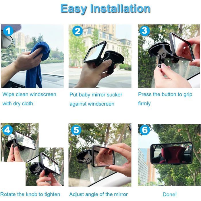 Espejo retrovisor para exámenes de conducir, espejo retrovisor interior adhesivo para instructores de conducción, examinadores y conductores principiantes.
