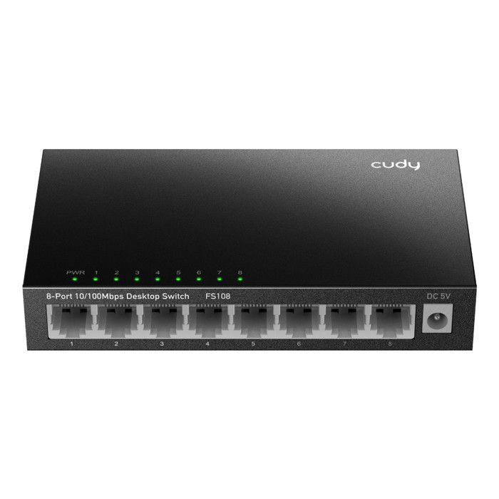 Switch di rete non gestito - CUDY - FS108 - 8 porte Fast Ethernet - Plug-and-Play - Metallo nero