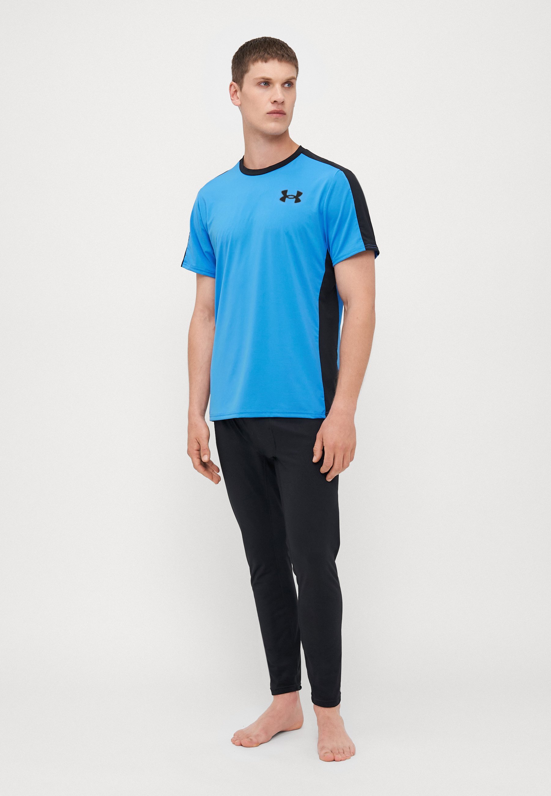 Under Armour WORDMARK - T-shirt sportiva - blu atlantis/nero/nero