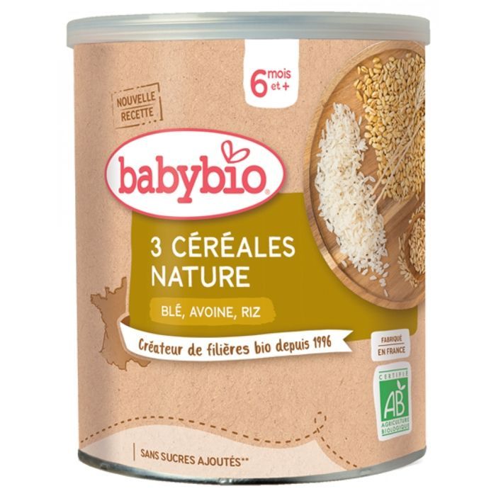 Babybio - 3 Cereali Naturali - Biologici - 220 g - Dai 6 mesi