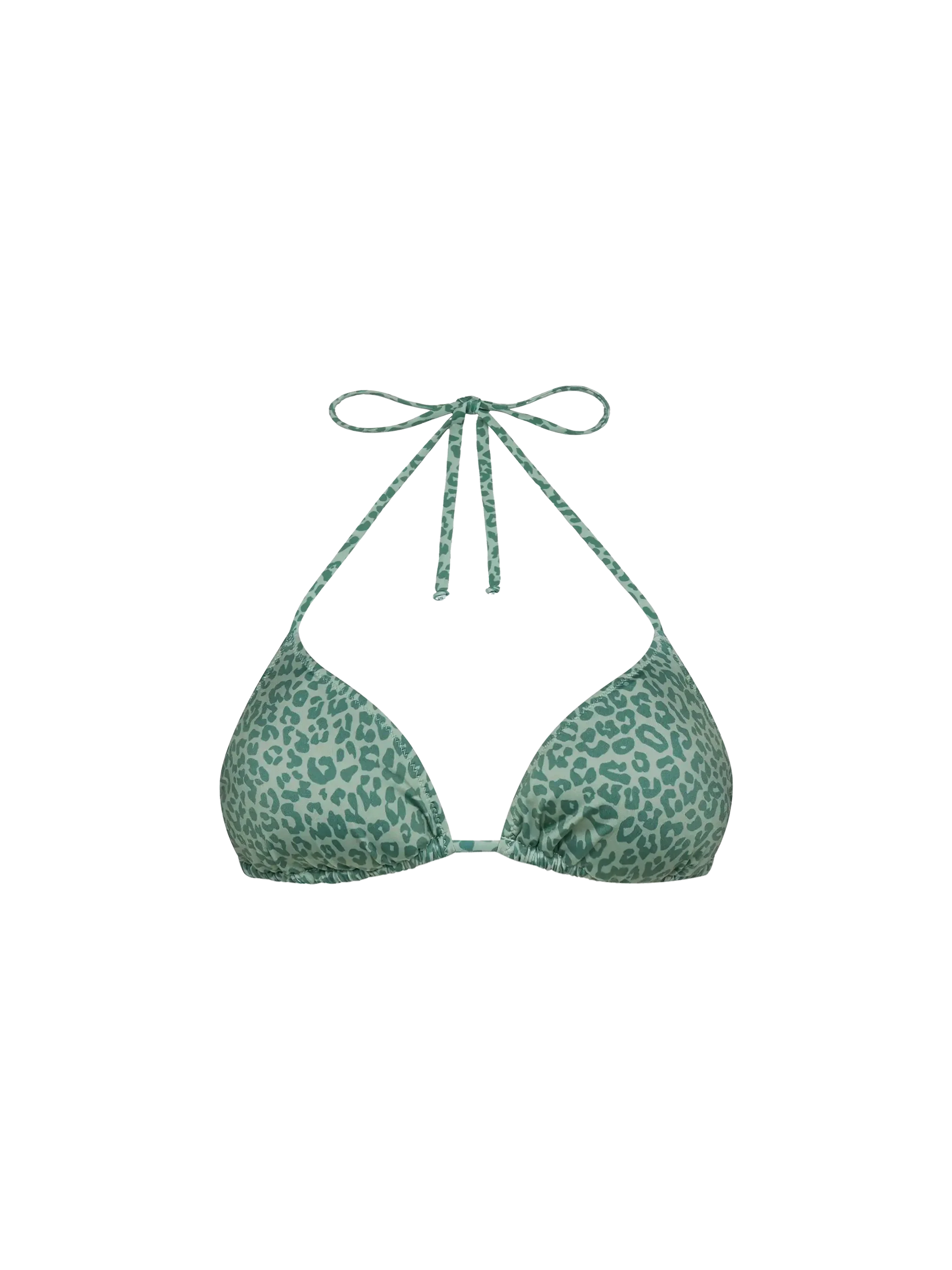 Top de bikini triangular Leah con estampado animal en tonos pastel.