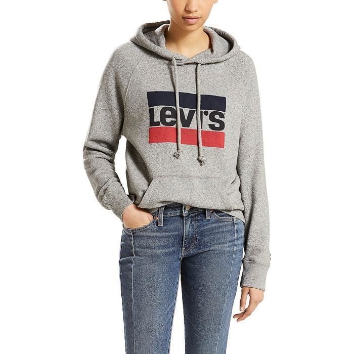 Pull à capuche Levi's sweat à capuche gris femme