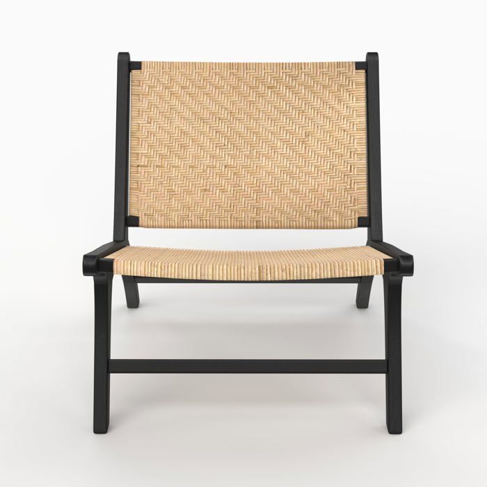 Sessel aus schwarzem Teakholz und Chevron-Rattangeflecht – Kilka – Rendez-Vous Déco