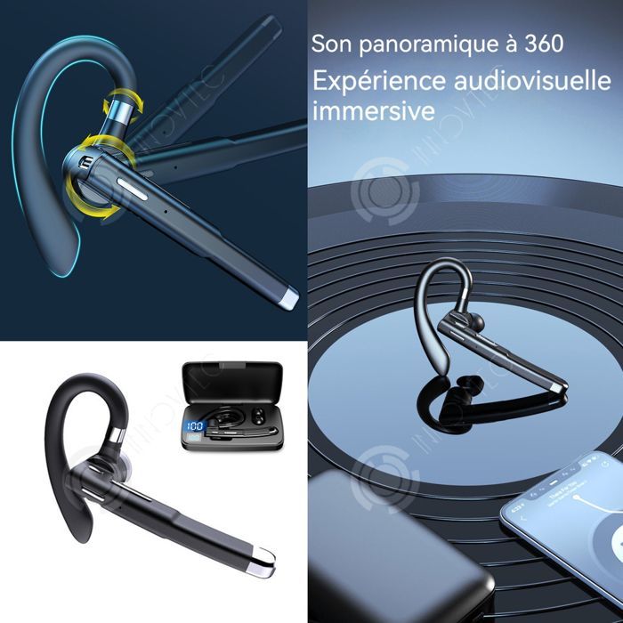 Ear hook headphones - PASSIONOVA - INN - IPX7 waterproof - Bluetooth 5.1 - 500mAh charging case