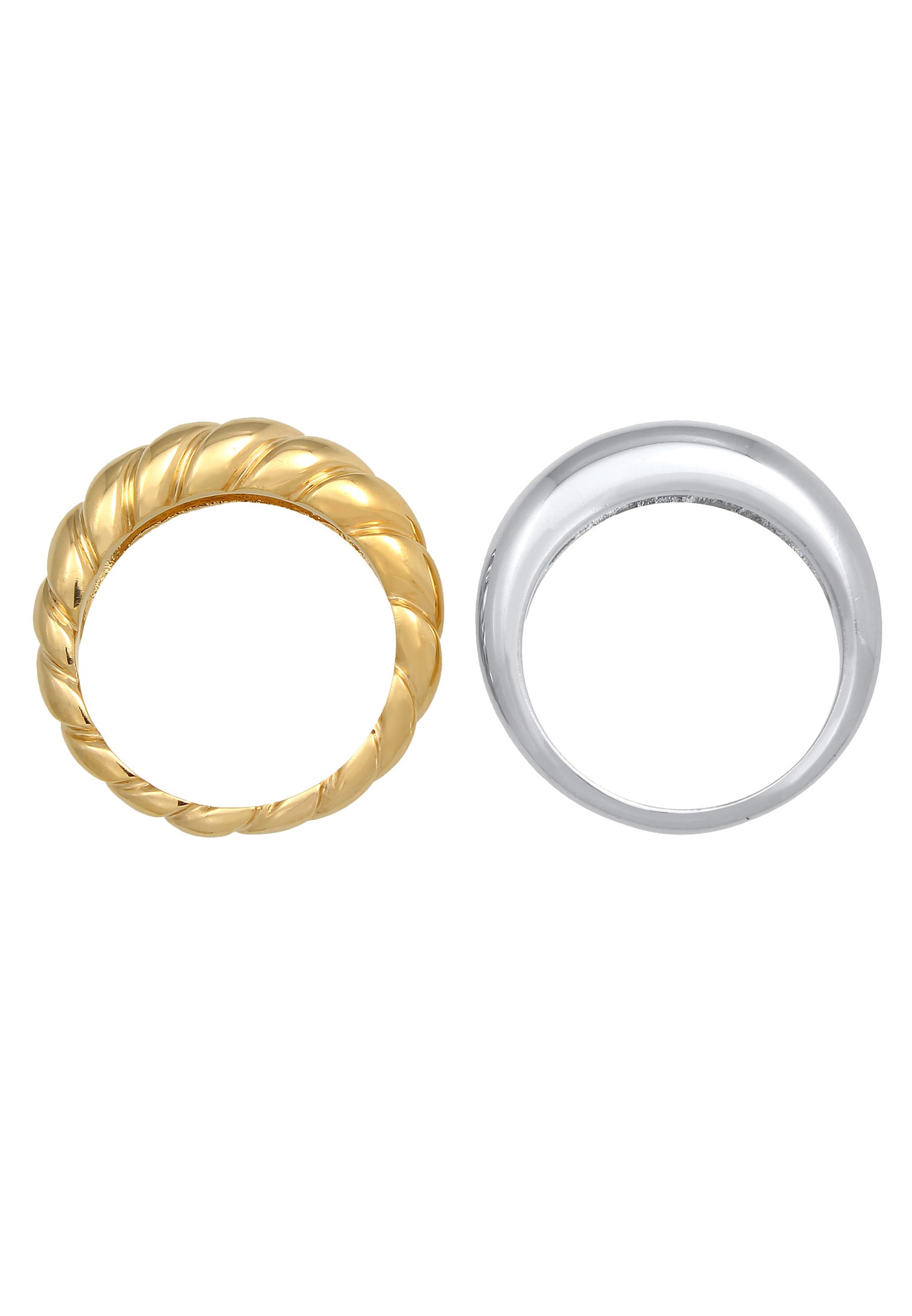 Elli PREMIUM Tordu Blogger Tendance Basic Bague Femme - (925/1000) Argent