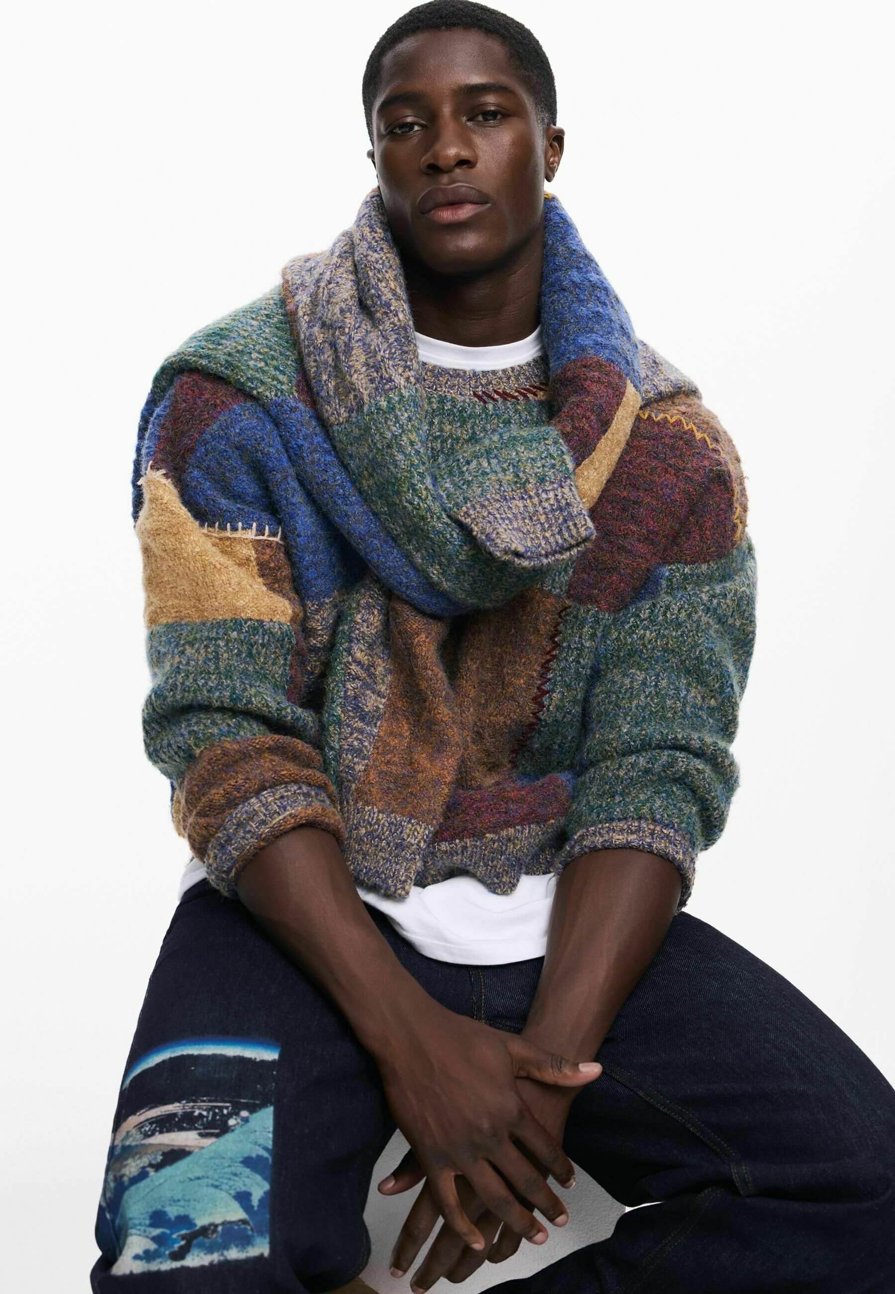 Desigual Dikke Patchwork Trui - meerkleurig